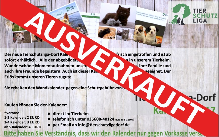 Kalender 2017 ausverkauft