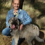 Hund Edox ist mit mann vor einem baum